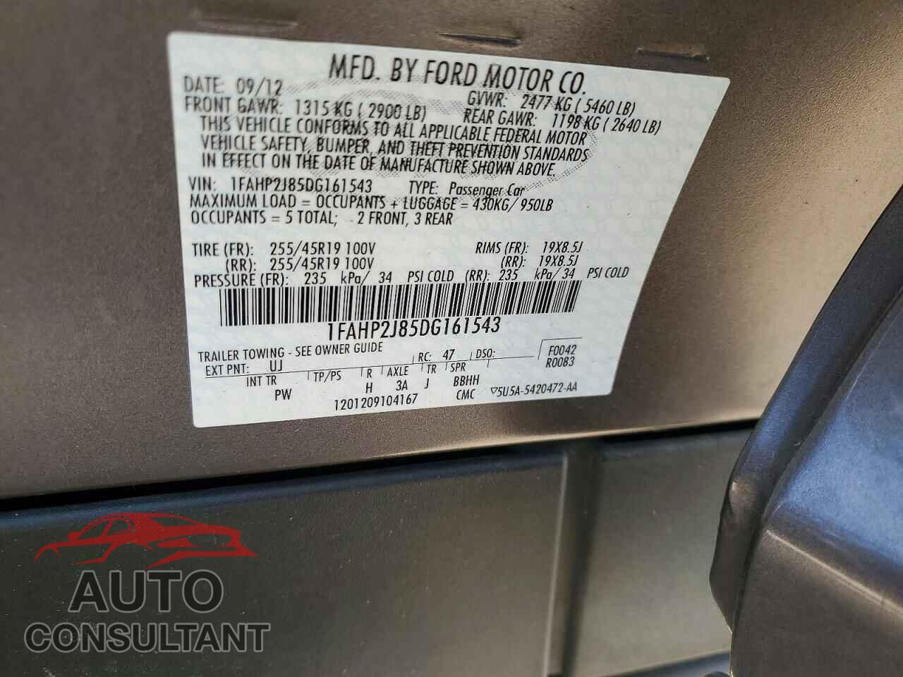 FORD TAURUS 2013 - 1FAHP2J85DG161543