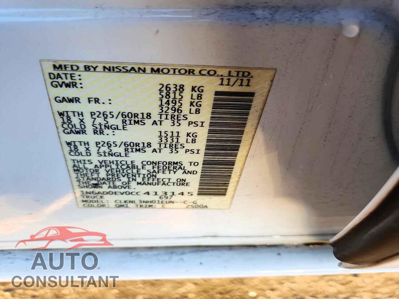 NISSAN FRONTIER 2012 - 1N6AD0EV0CC413145