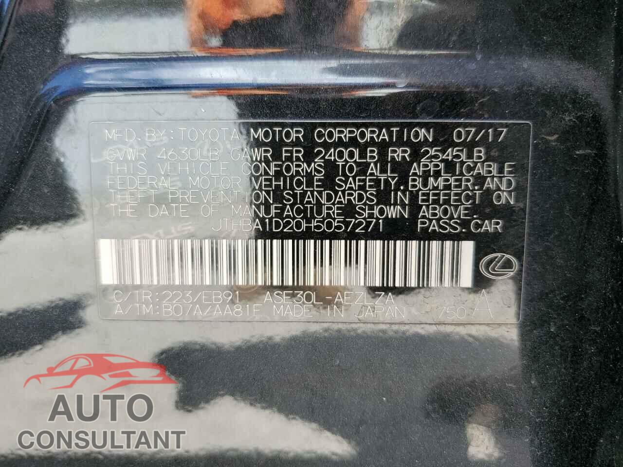 LEXUS IS 2017 - JTHBA1D20H5057271