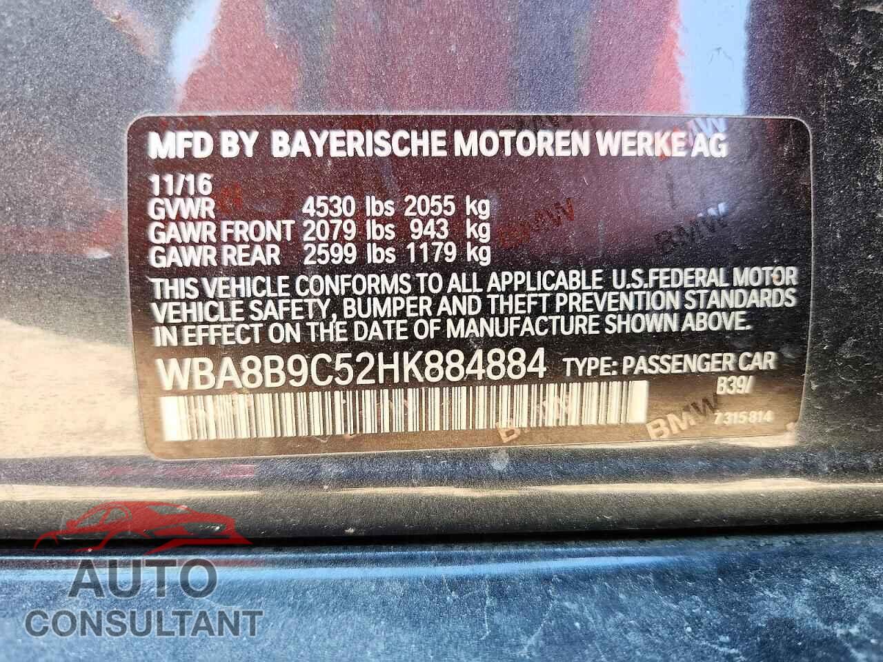 BMW 3 SERIES 2017 - WBA8B9C52HK884884