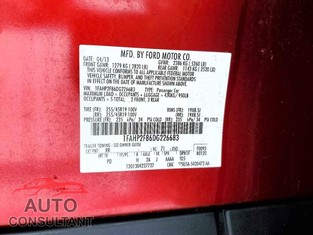 FORD TAURUS 2013 - 1FAHP2F86DG226683