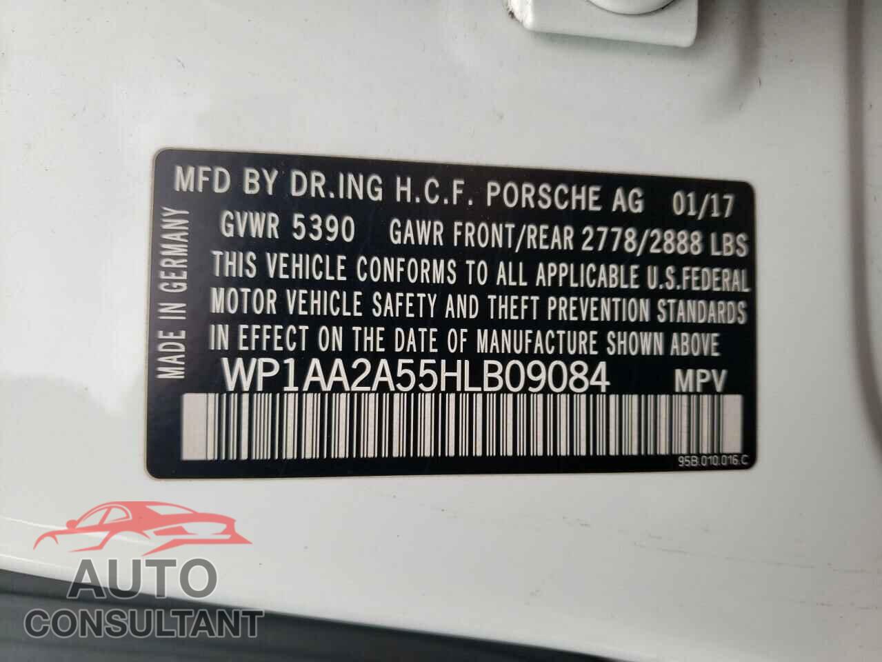 PORSCHE MACAN 2017 - WP1AA2A55HLB09084