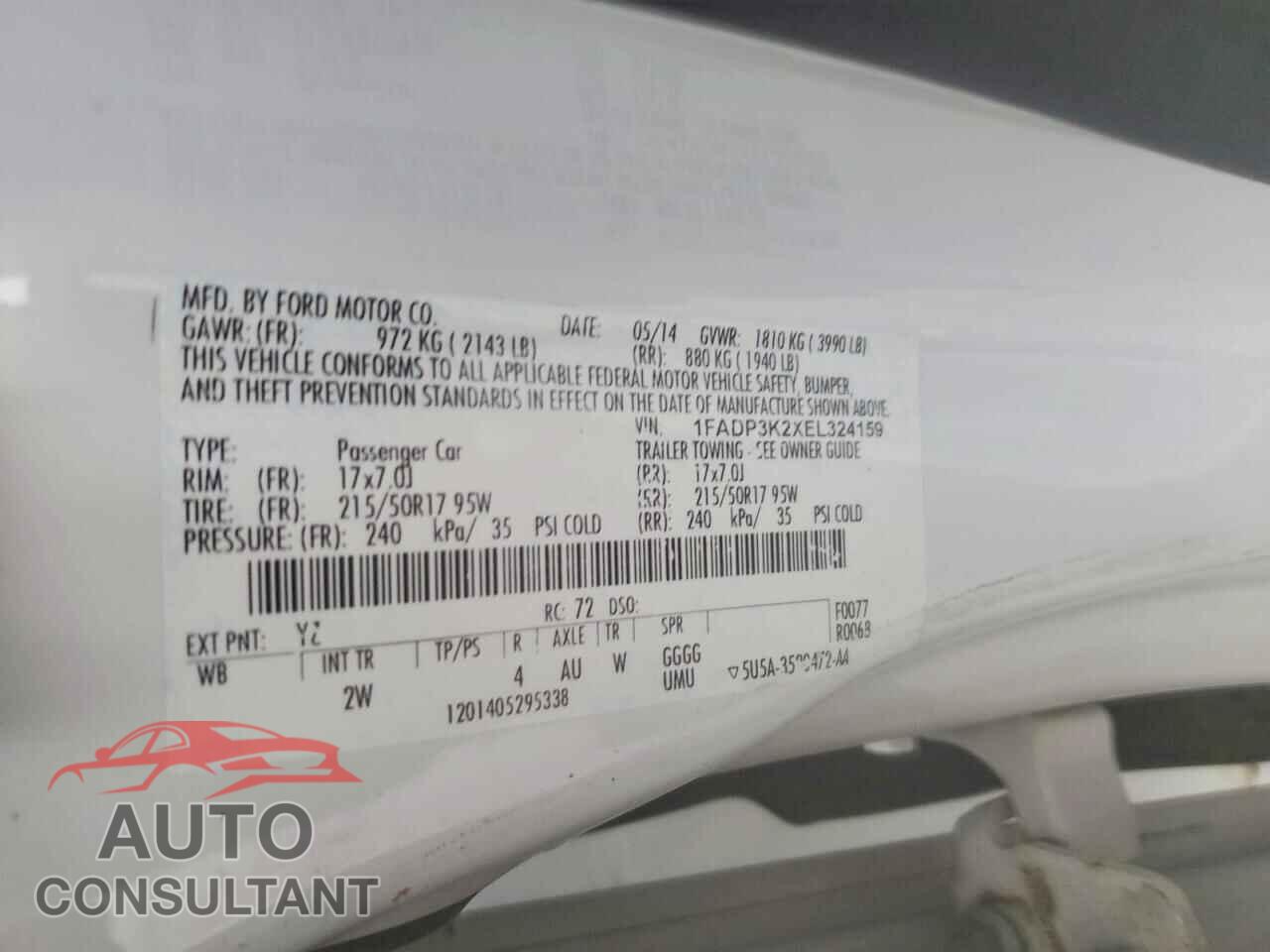 FORD FOCUS 2014 - 1FADP3K2XEL324159