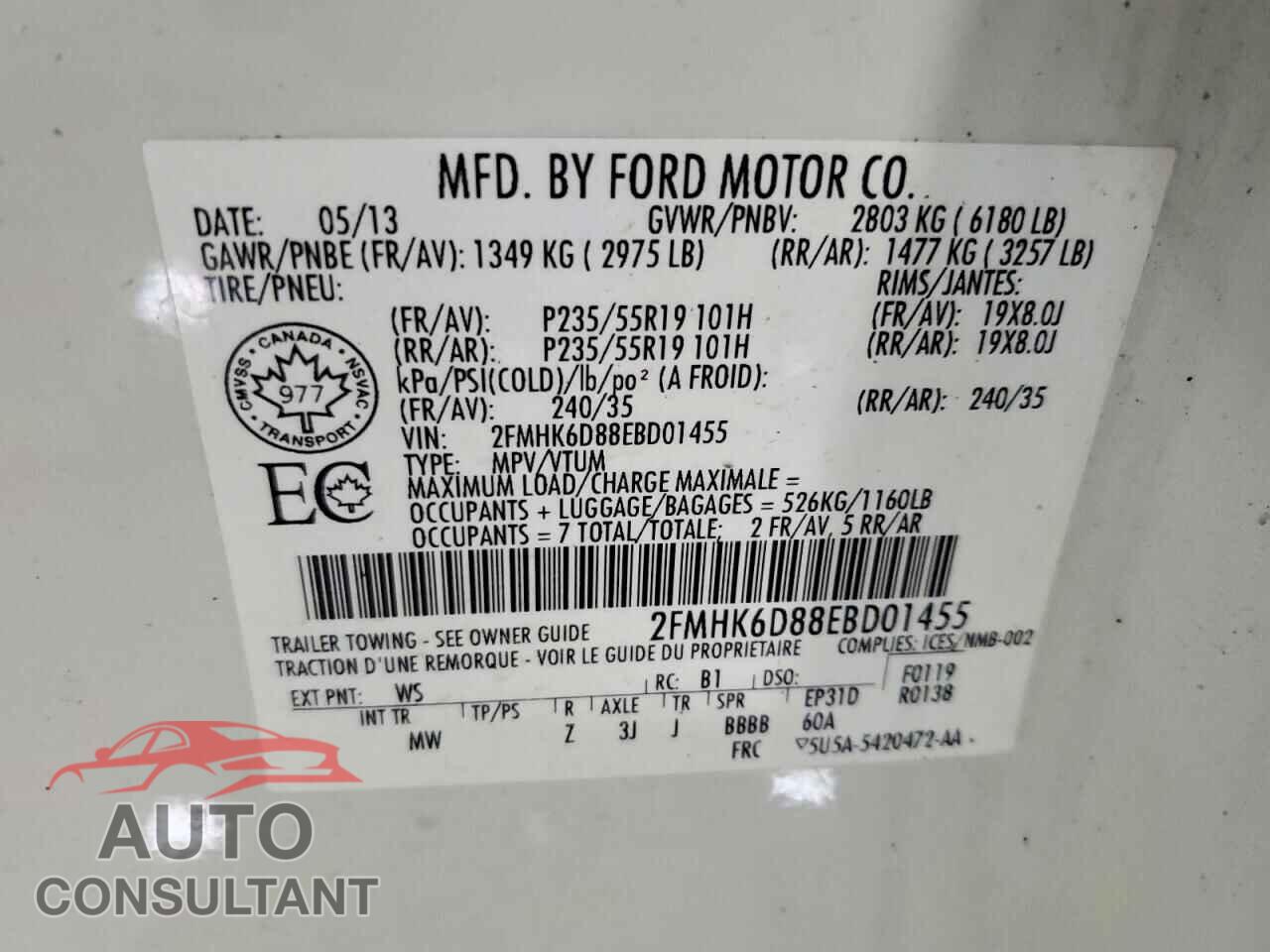 FORD FLEX 2014 - 2FMHK6D88EBD01455