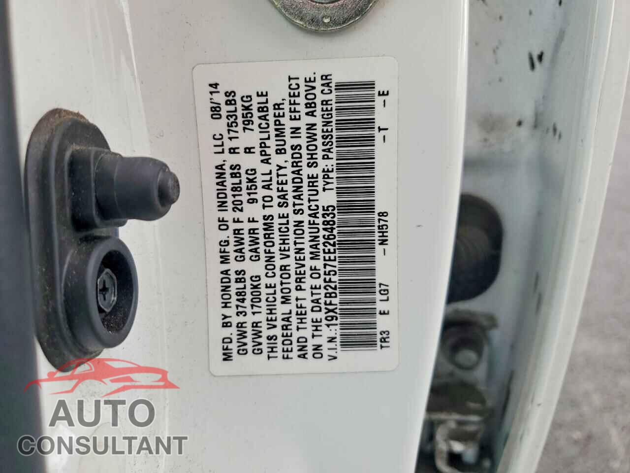 HONDA CIVIC 2014 - 19XFB2F57EE264835