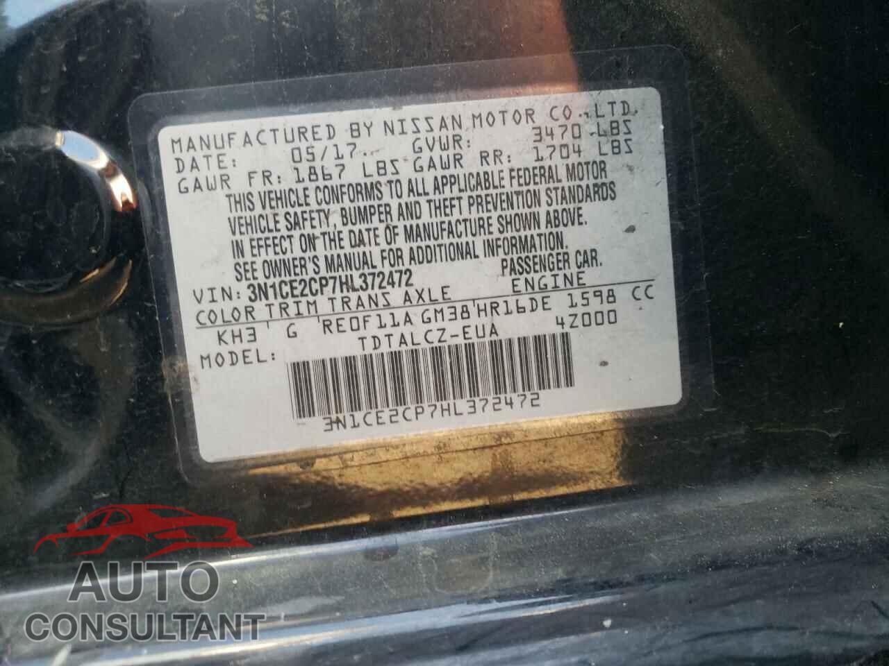 NISSAN VERSA 2017 - 3N1CE2CP7HL372472