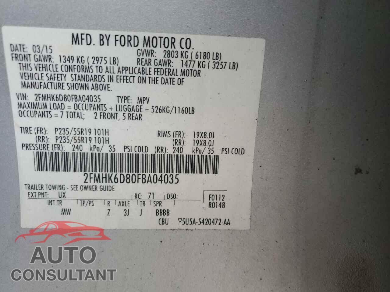 FORD FLEX 2015 - 2FMHK6D80FBA04035