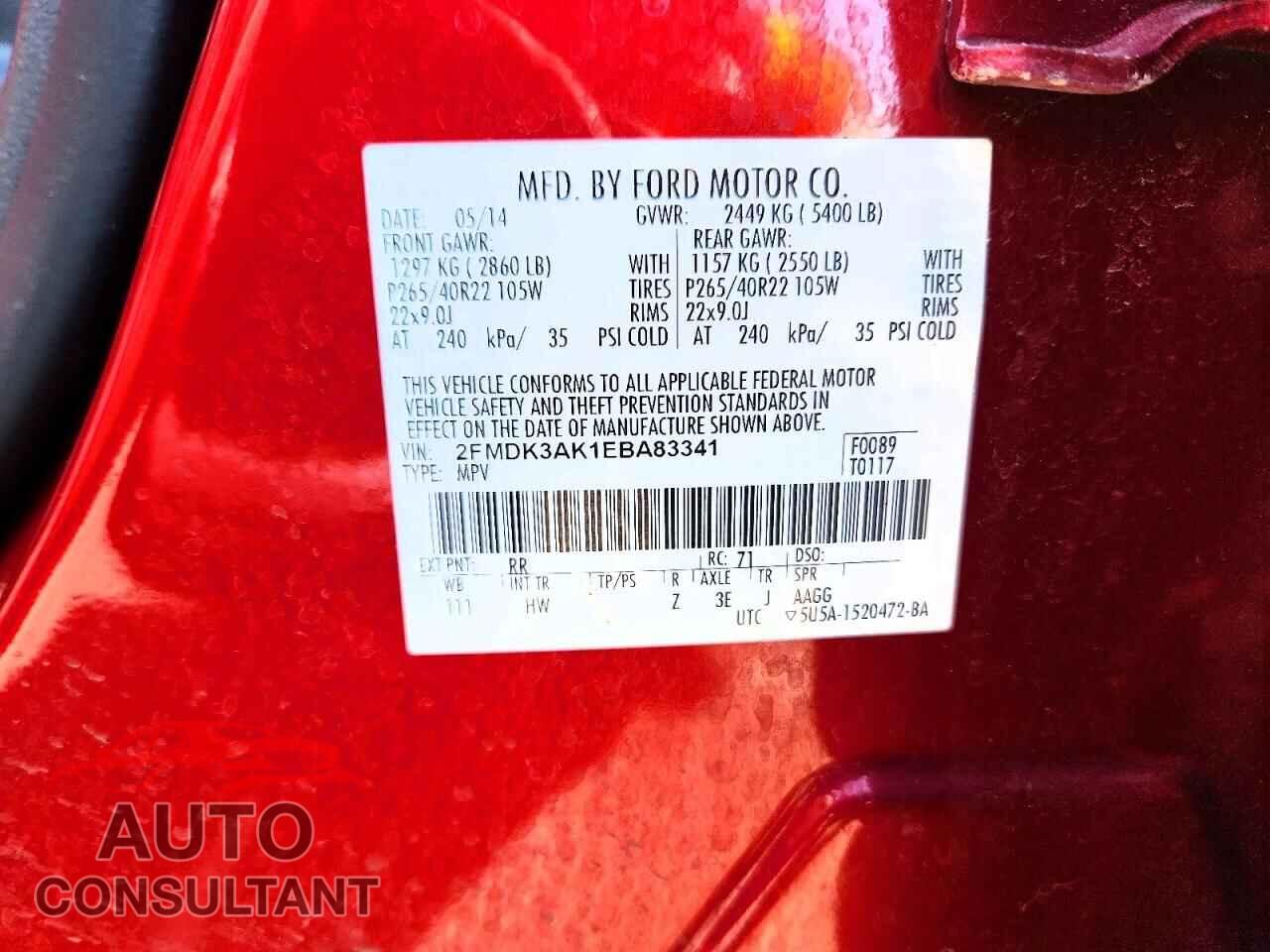 FORD EDGE 2014 - 2FMDK3AK1EBA83341