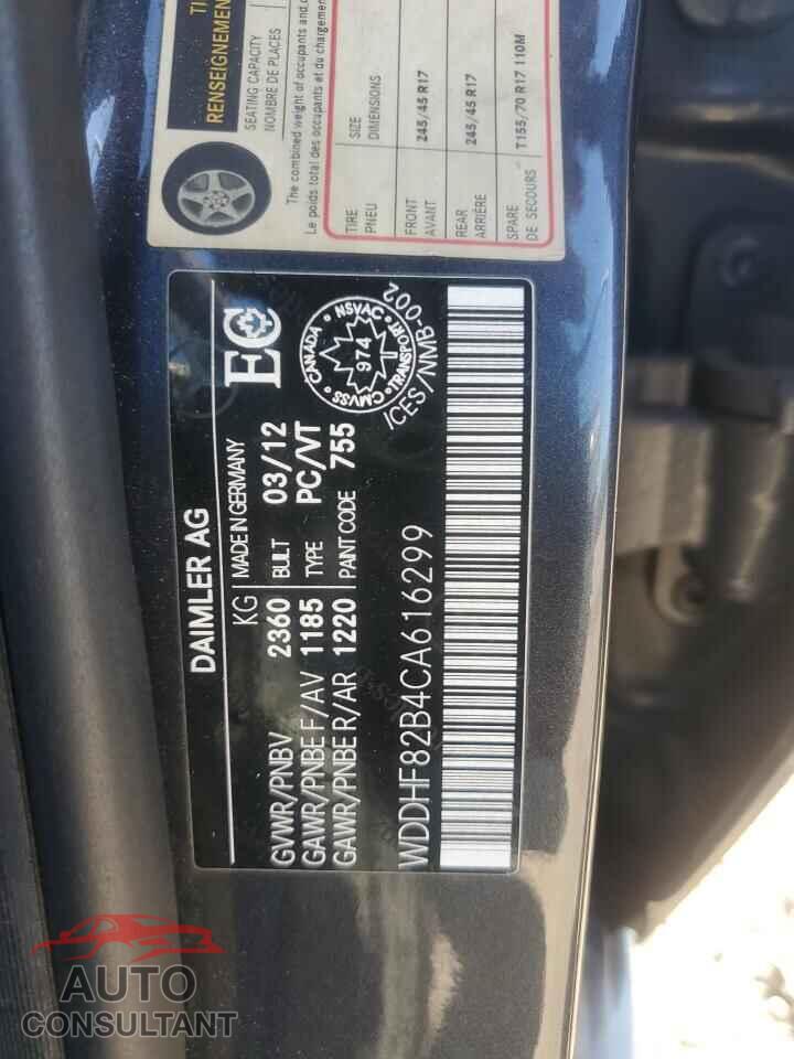 MERCEDES-BENZ E-CLASS 2012 - WDDHF82B4CA616299