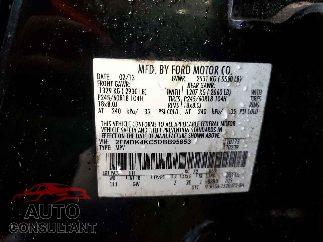 FORD EDGE 2013 - 2FMDK4KC5DBB95653