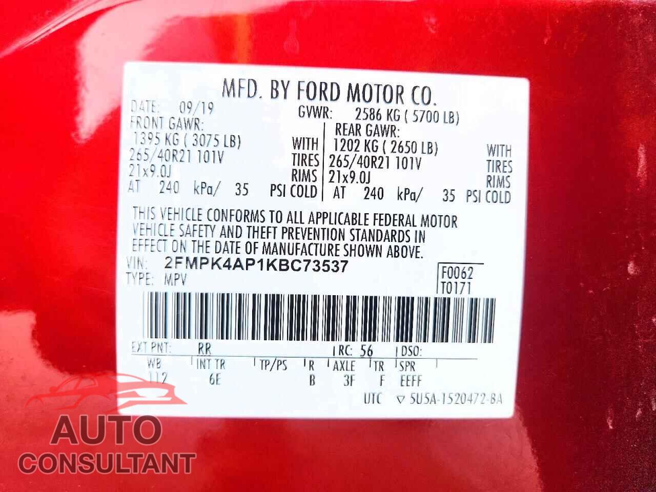 FORD EDGE 2019 - 2FMPK4AP1KBC73537