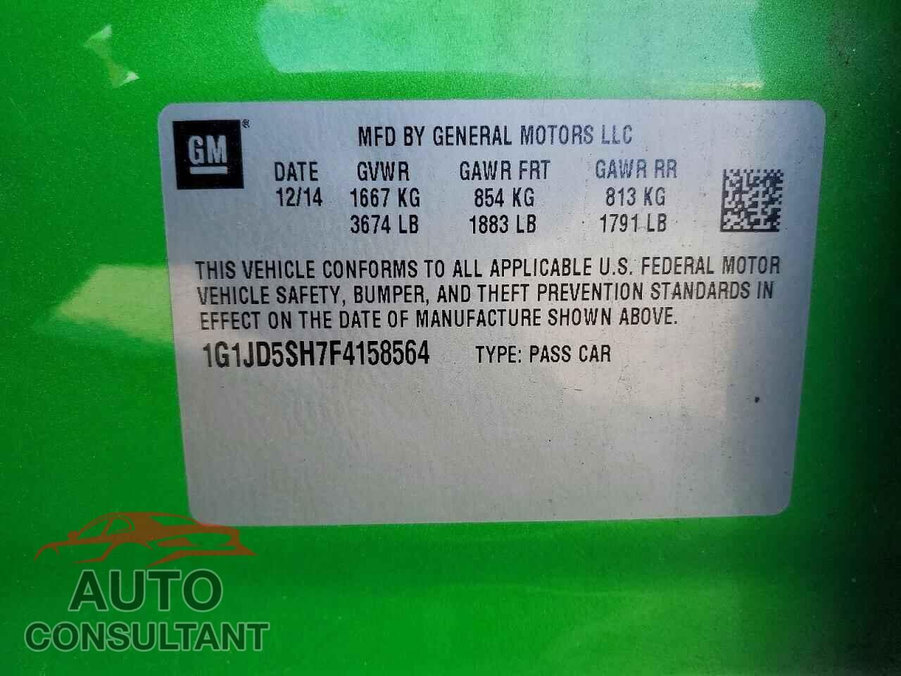 CHEVROLET SONIC 2015 - 1G1JD5SH7F4158564