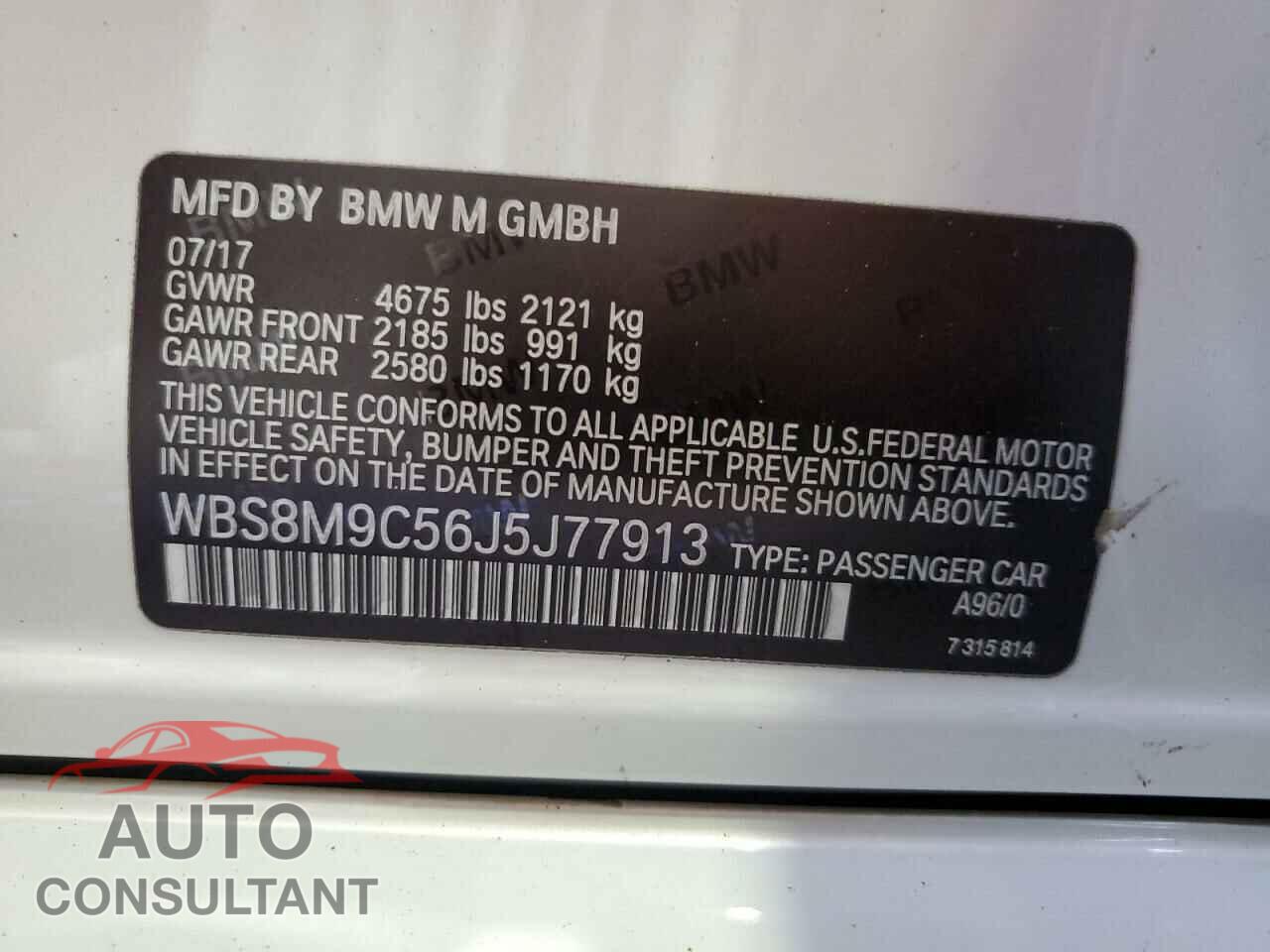 BMW M3 2018 - WBS8M9C56J5J77913