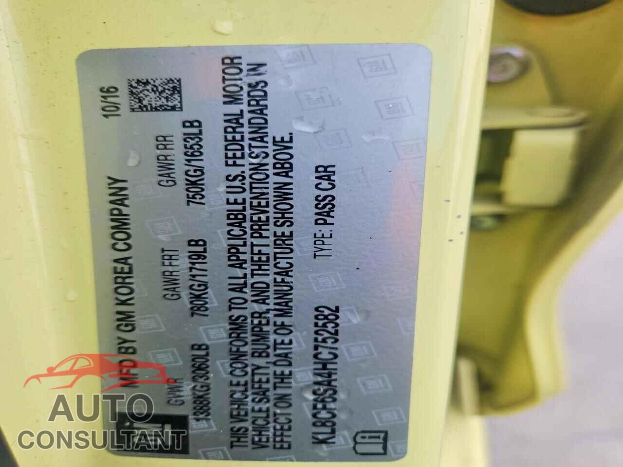 CHEVROLET SPARK 2017 - KL8CF6SA4HC752582