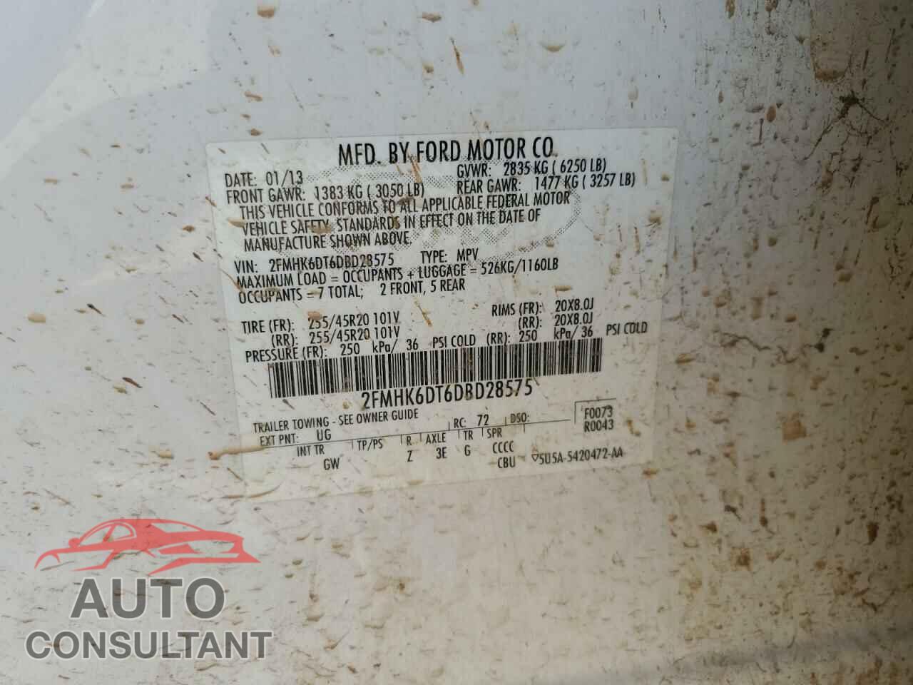 FORD FLEX 2013 - 2FMHK6DT6DBD28575
