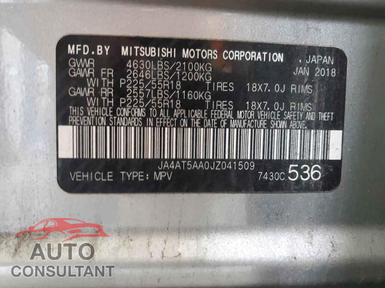 MITSUBISHI ECLIPSE 2018 - JA4AT5AA0JZ041509