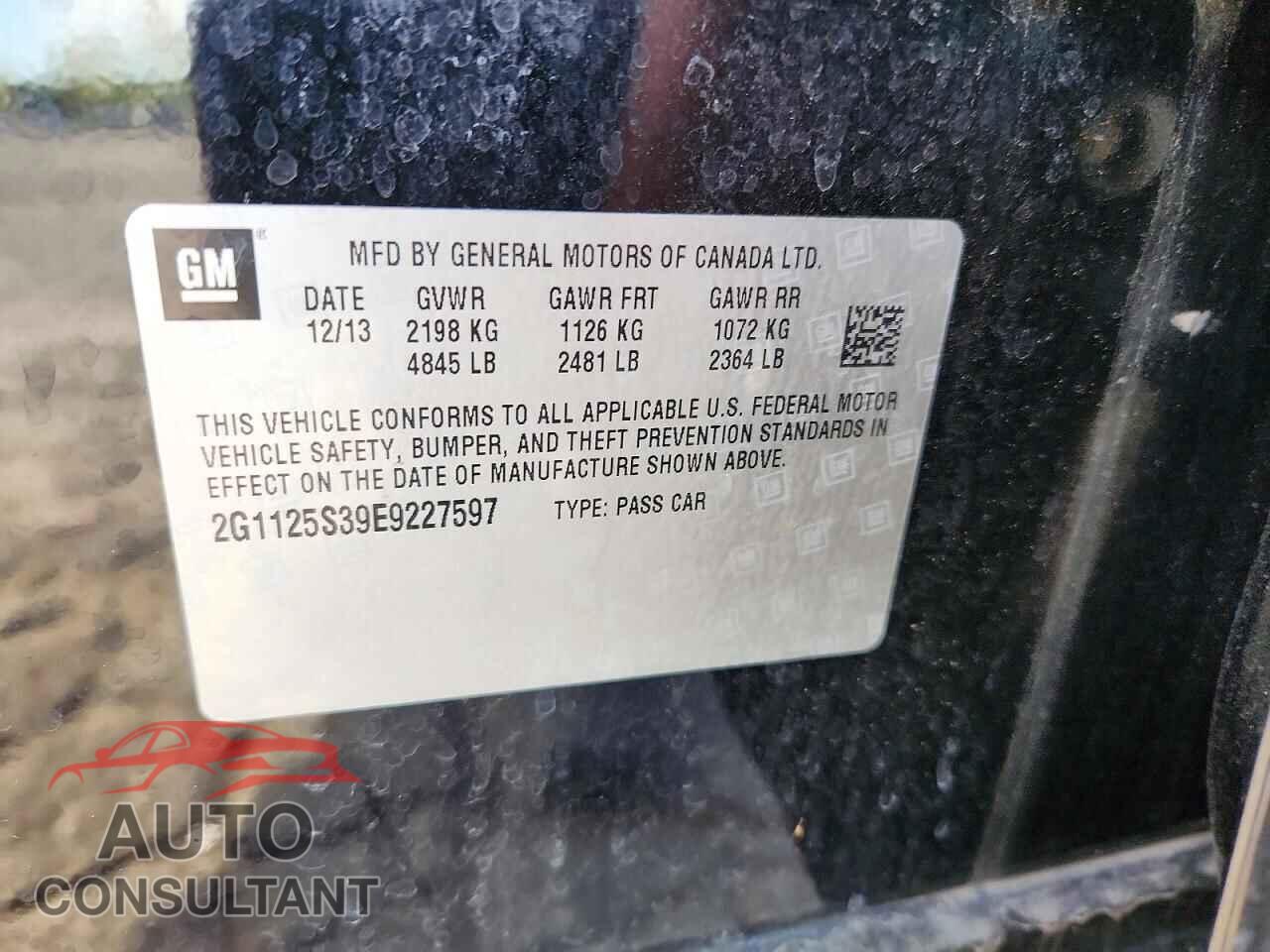 CHEVROLET IMPALA 2014 - 2G1125S39E9227597