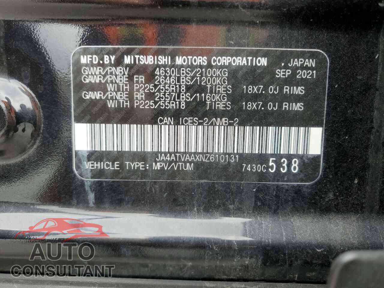 MITSUBISHI ECLIPSE 2022 - JA4ATVAAXNZ610131