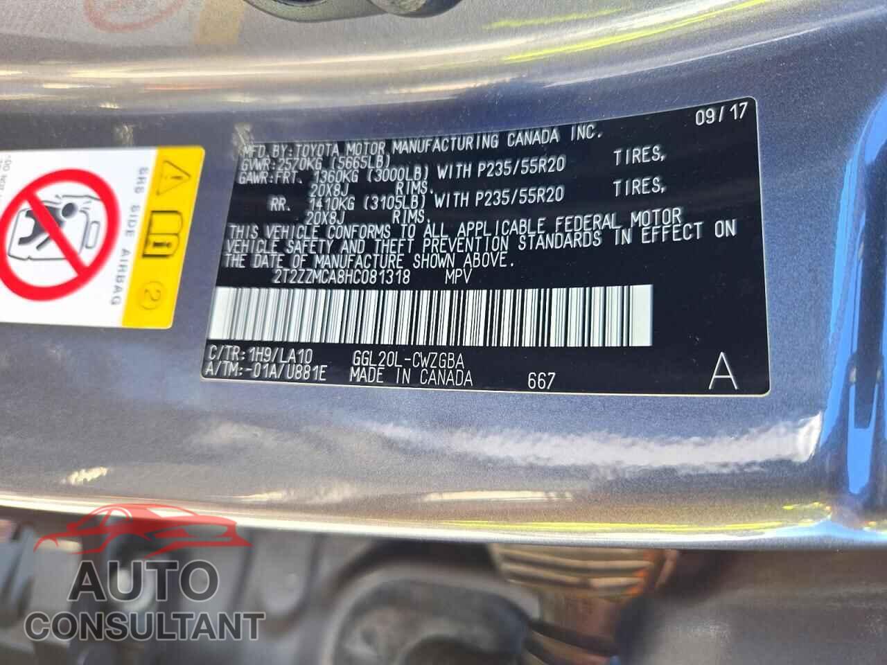 LEXUS RX350 2017 - 2T2ZZMCA8HC081318
