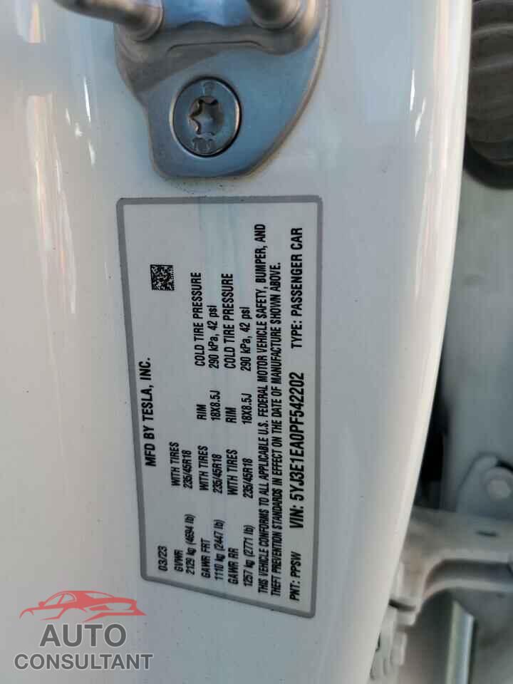 TESLA MODEL 3 2023 - 5YJ3E1EA0PF542202