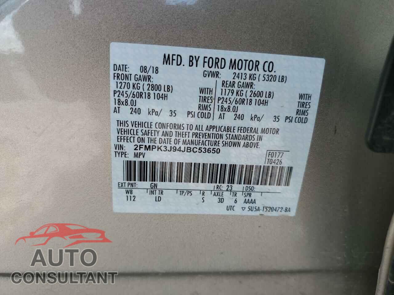 FORD EDGE 2018 - 2FMPK3J94JBC53650