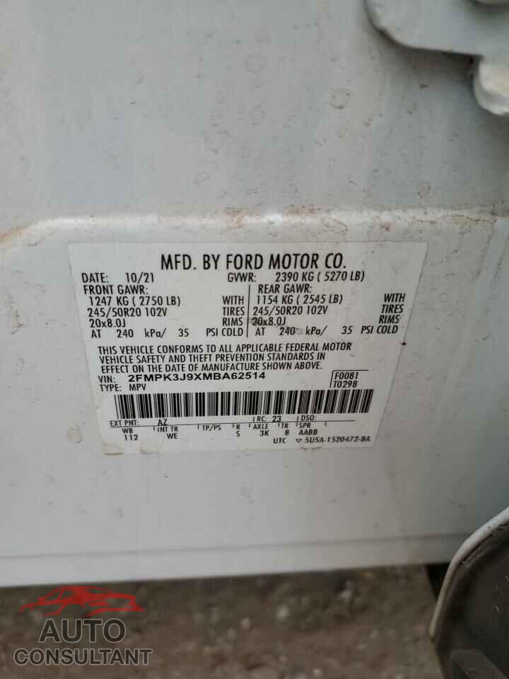 FORD EDGE 2021 - 2FMPK3J9XMBA62514