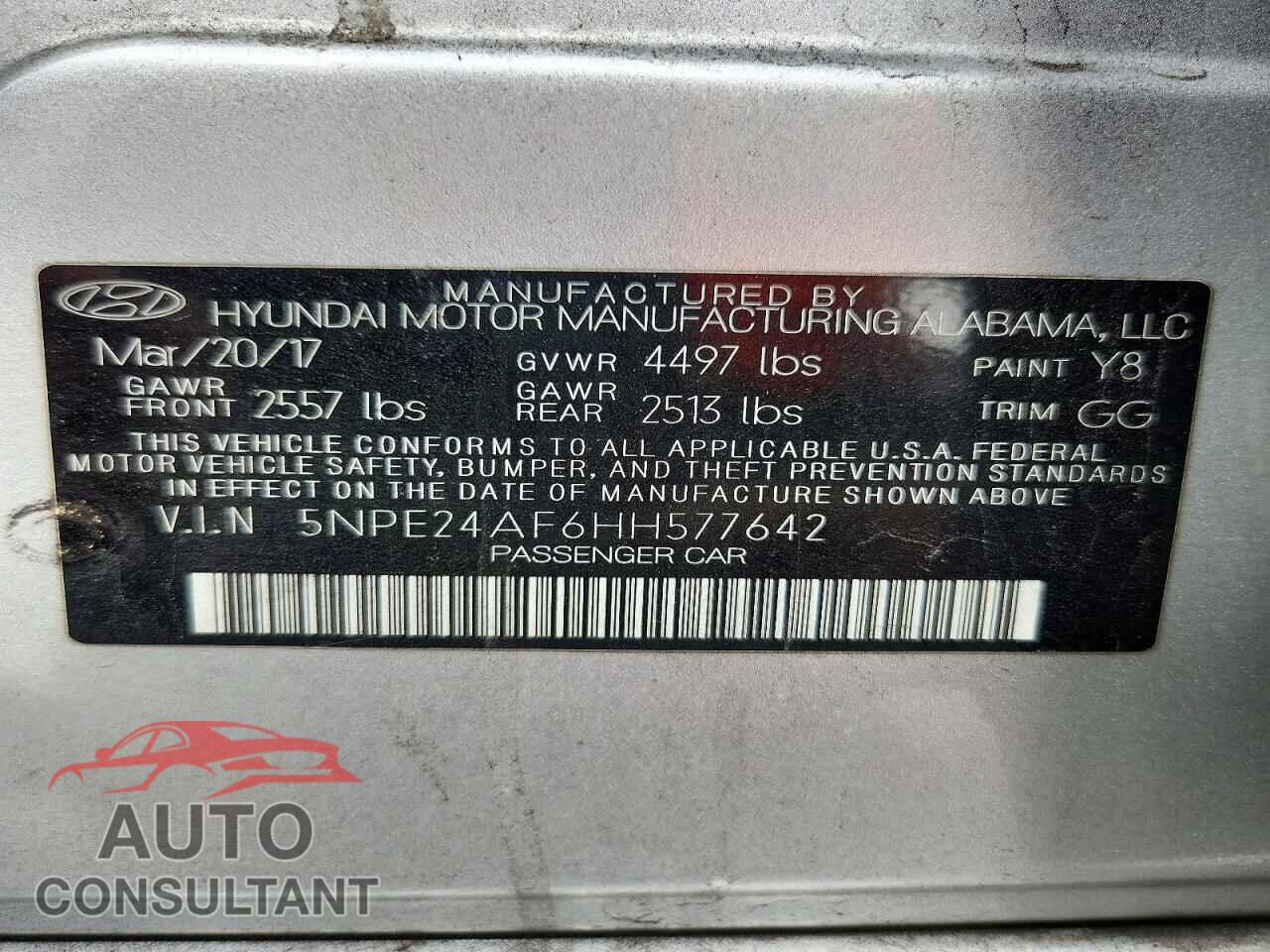 HYUNDAI SONATA 2017 - 5NPE24AF6HH577642