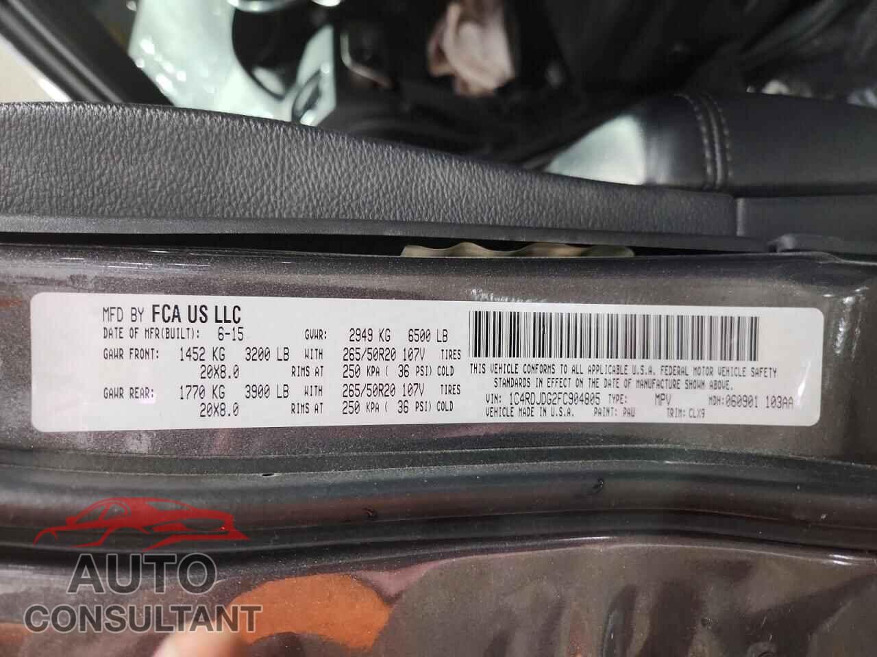 DODGE DURANGO 2015 - 1C4RDJDG2FC904805