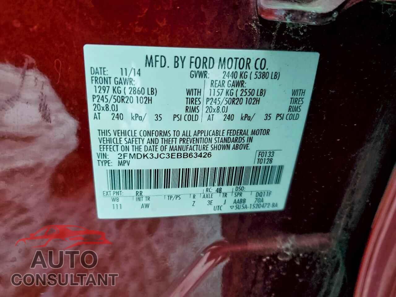 FORD EDGE 2014 - 2FMDK3JC3EBB63426