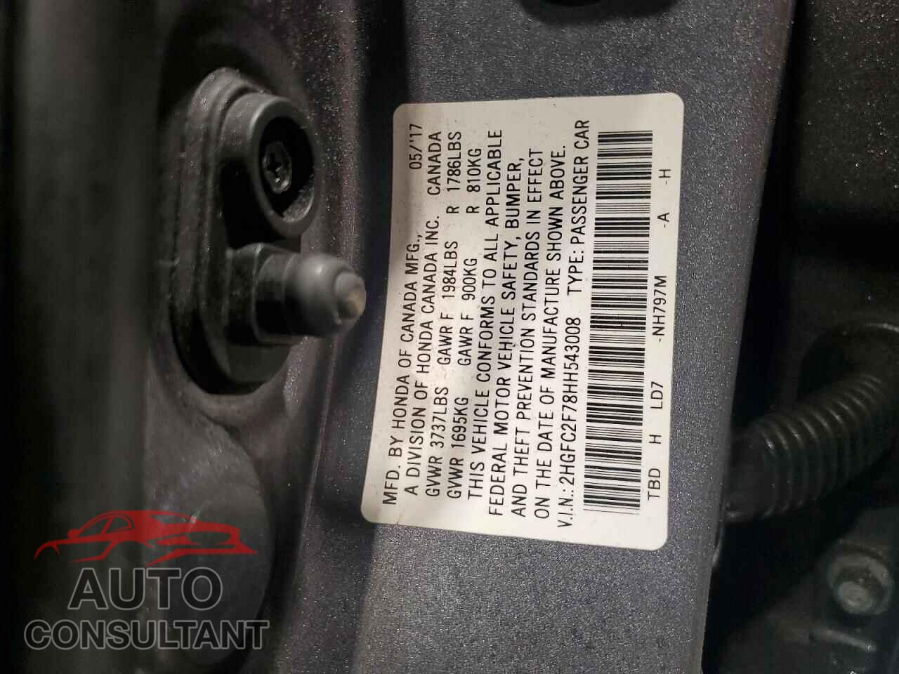 HONDA CIVIC 2017 - 2HGFC2F78HH543008