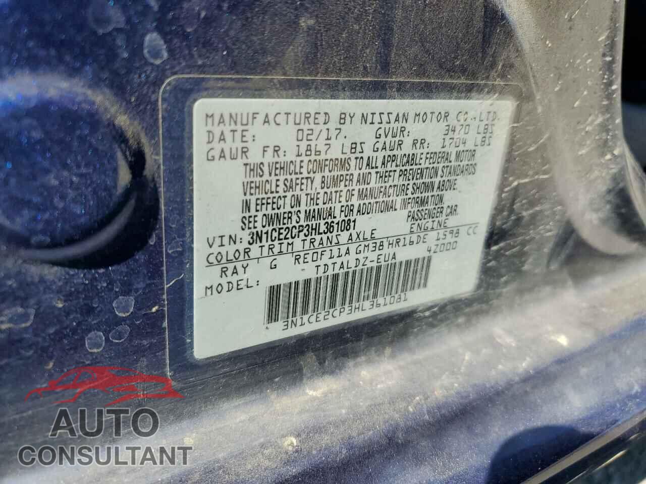 NISSAN VERSA 2017 - 3N1CE2CP3HL361081