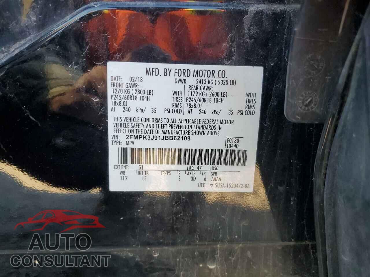 FORD EDGE 2018 - 2FMPK3J91JBB62108