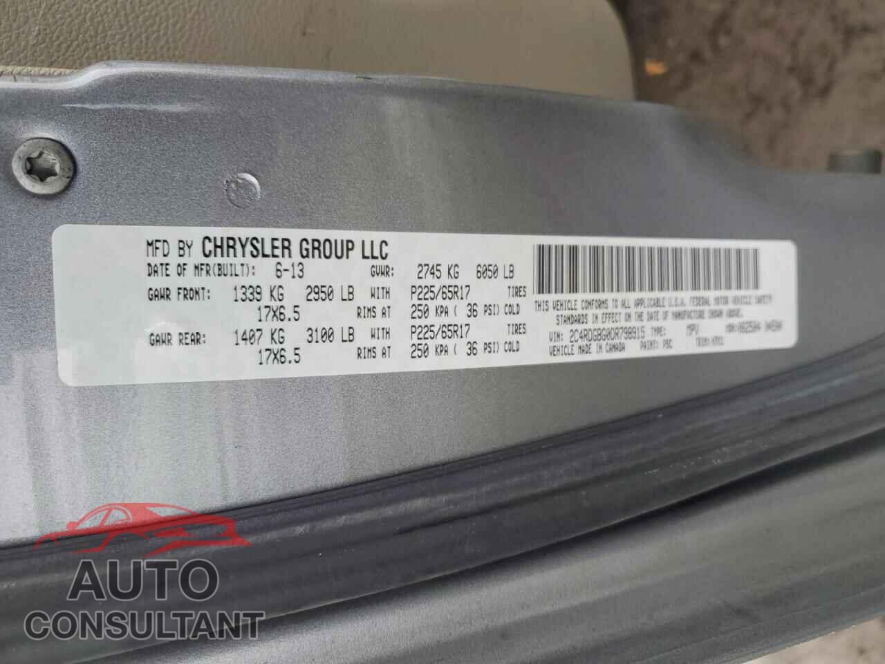 DODGE CARAVAN 2013 - 2C4RDGBG0DR798915