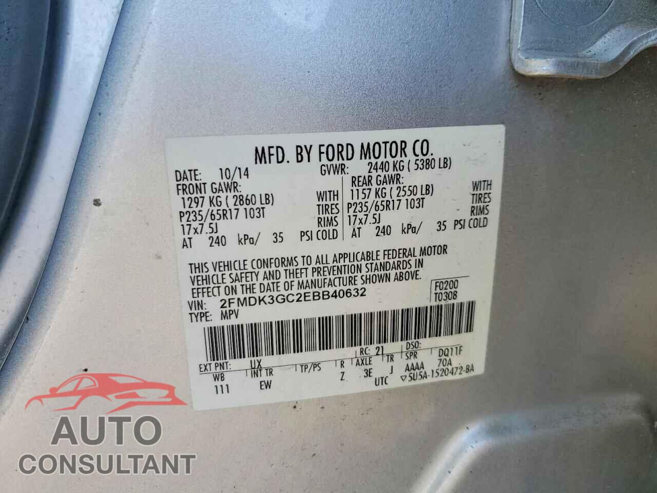 FORD EDGE 2014 - 2FMDK3GC2EBB40632