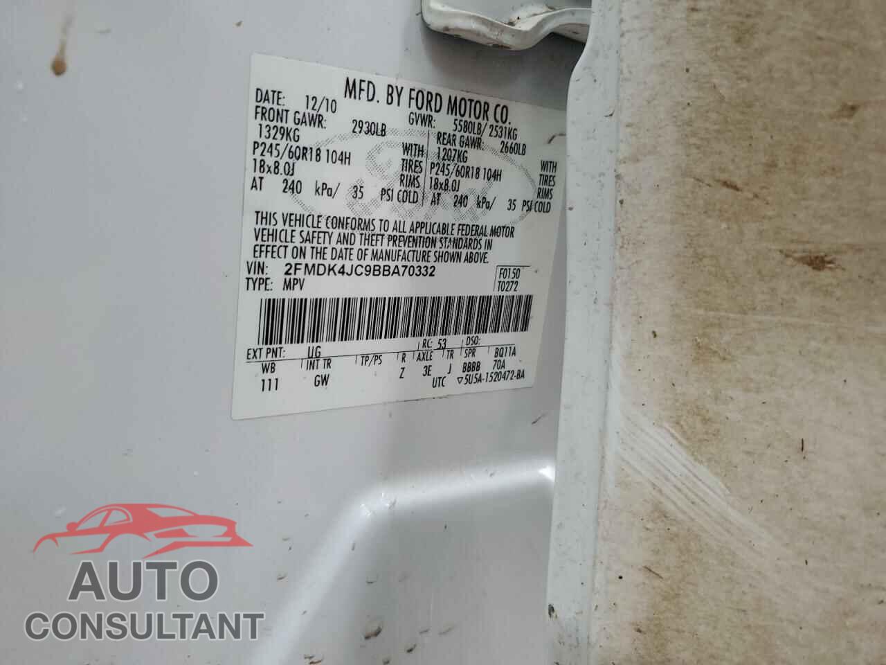 FORD EDGE 2011 - 2FMDK4JC9BBA70332