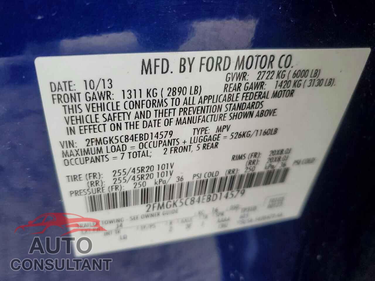 FORD FLEX 2014 - 2FMGK5C84EBD14579
