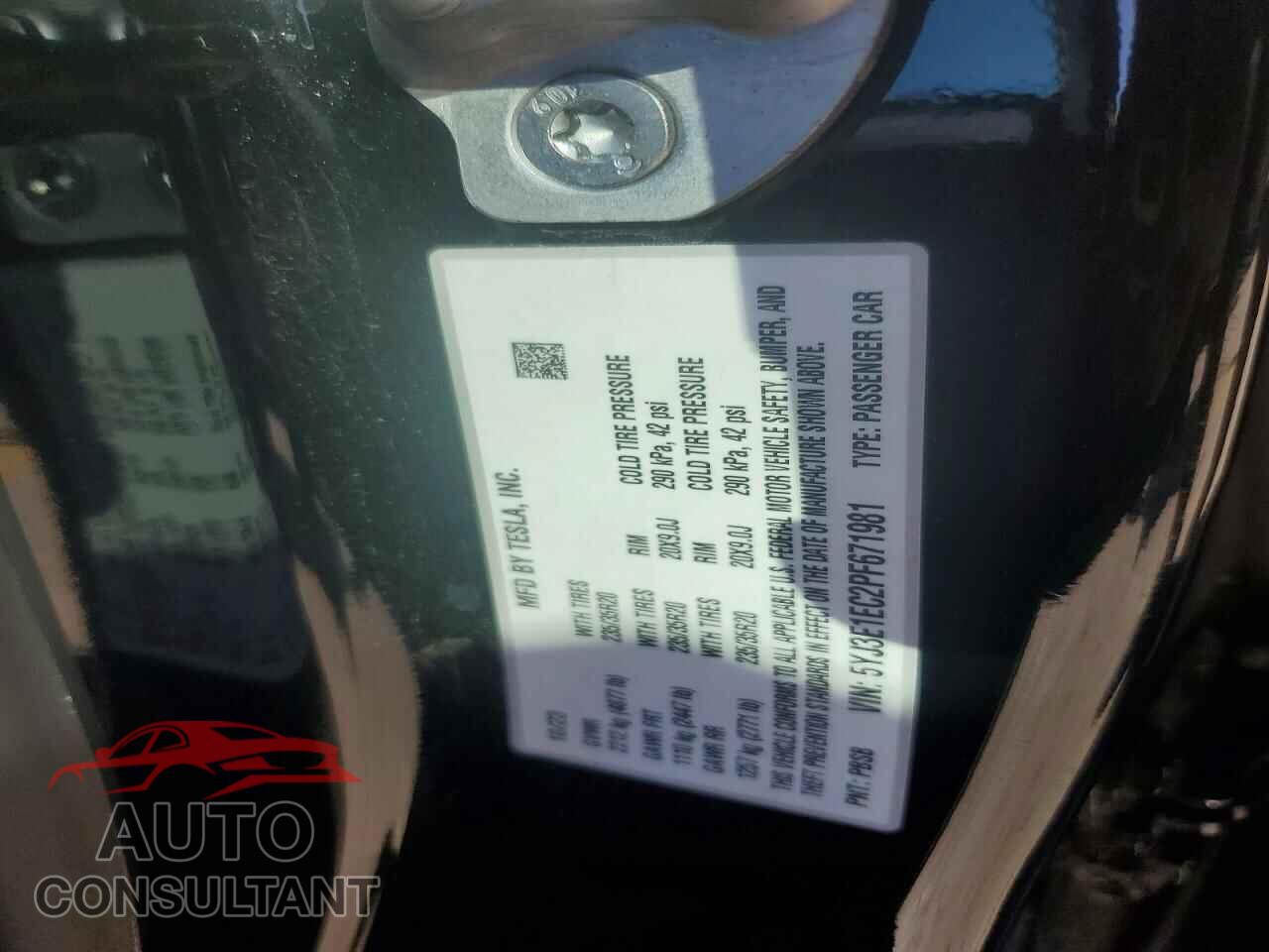 TESLA MODEL 3 2023 - 5YJ3E1EC2PF671981