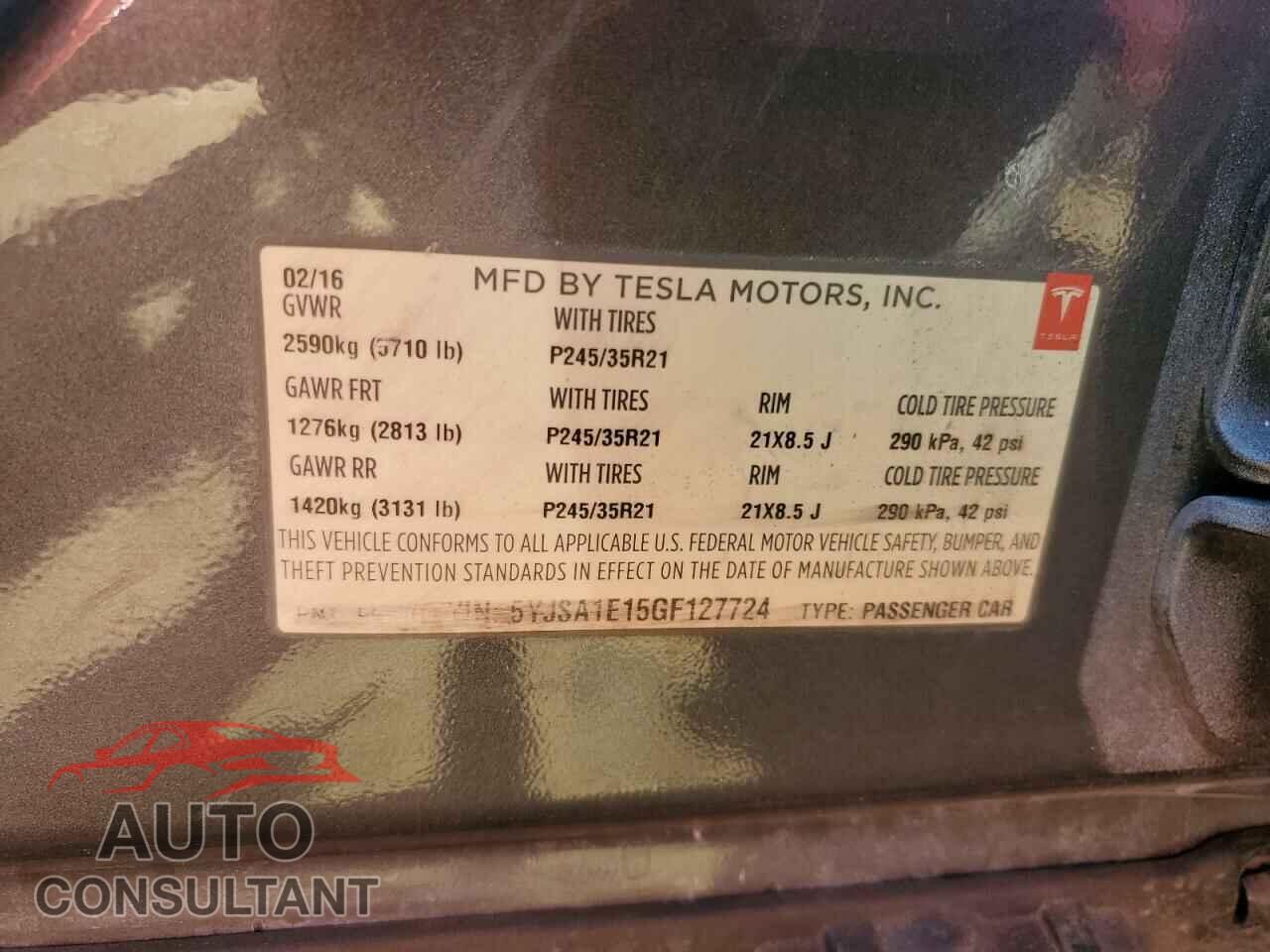 TESLA MODEL S 2016 - 5YJSA1E15GF127724