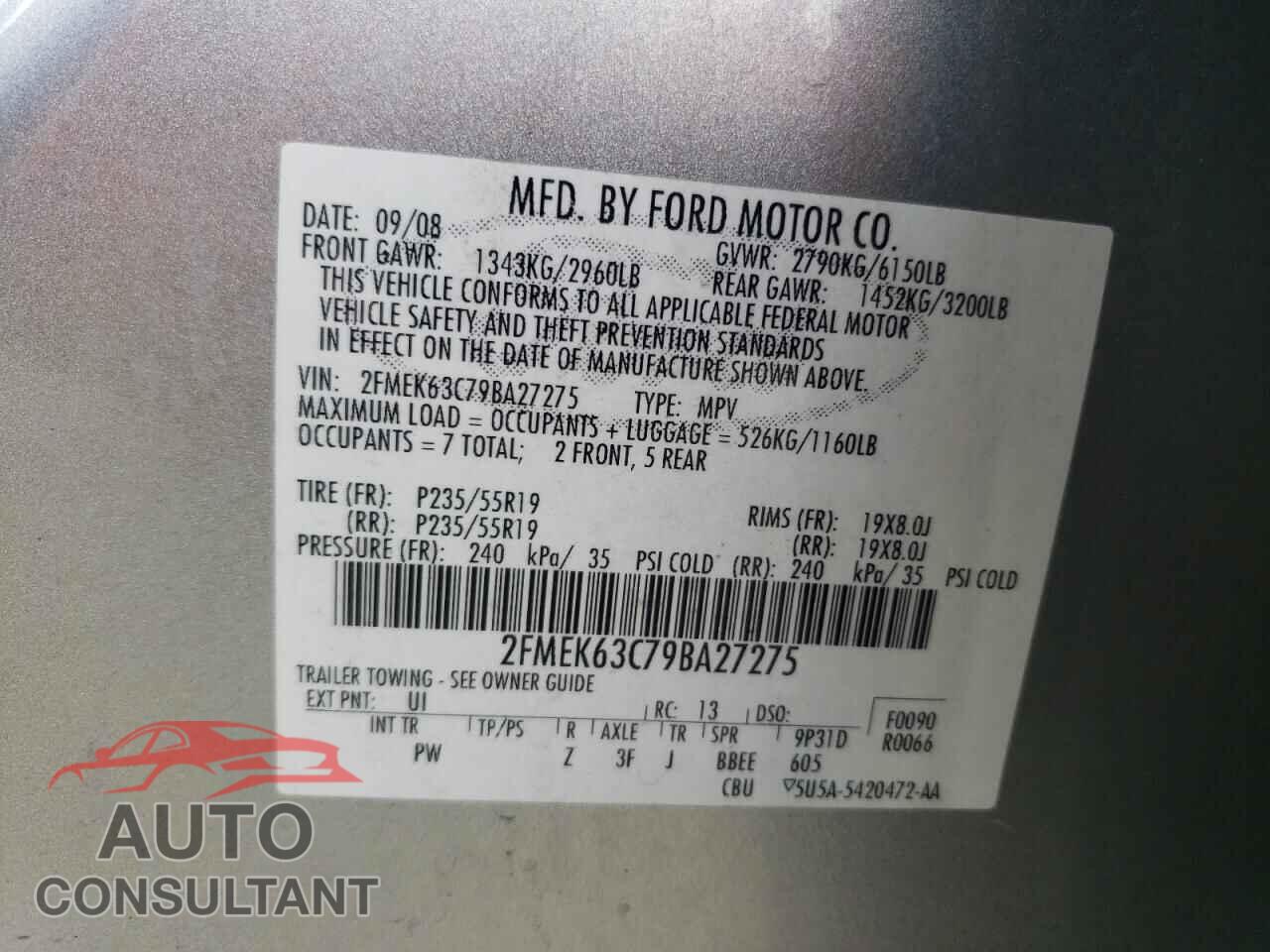 FORD FLEX 2009 - 2FMEK63C79BA27275