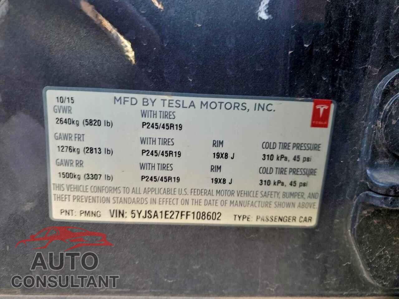 TESLA MODEL S 2015 - 5YJSA1E27FF108602