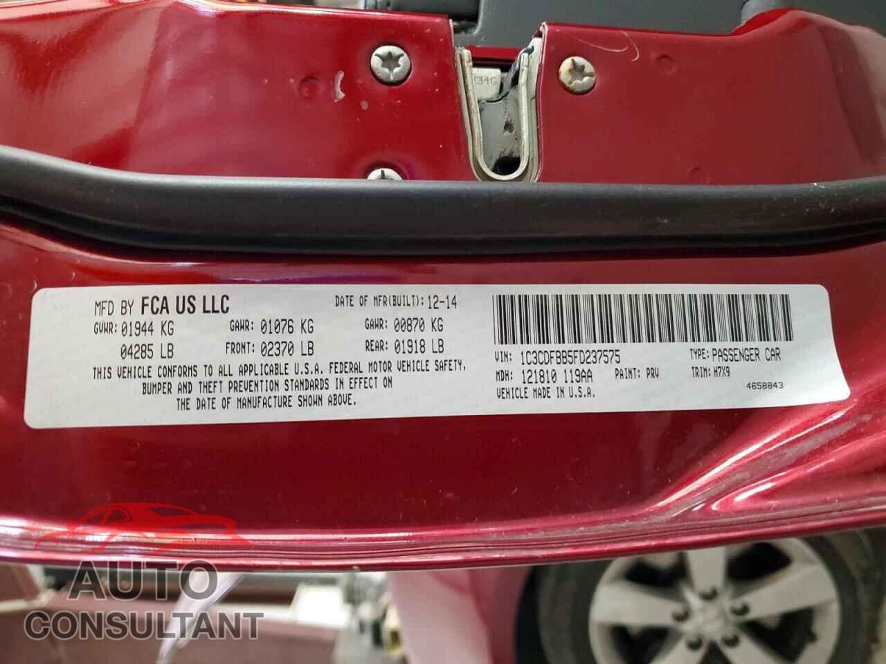 DODGE DART 2015 - 1C3CDFBB5FD237575