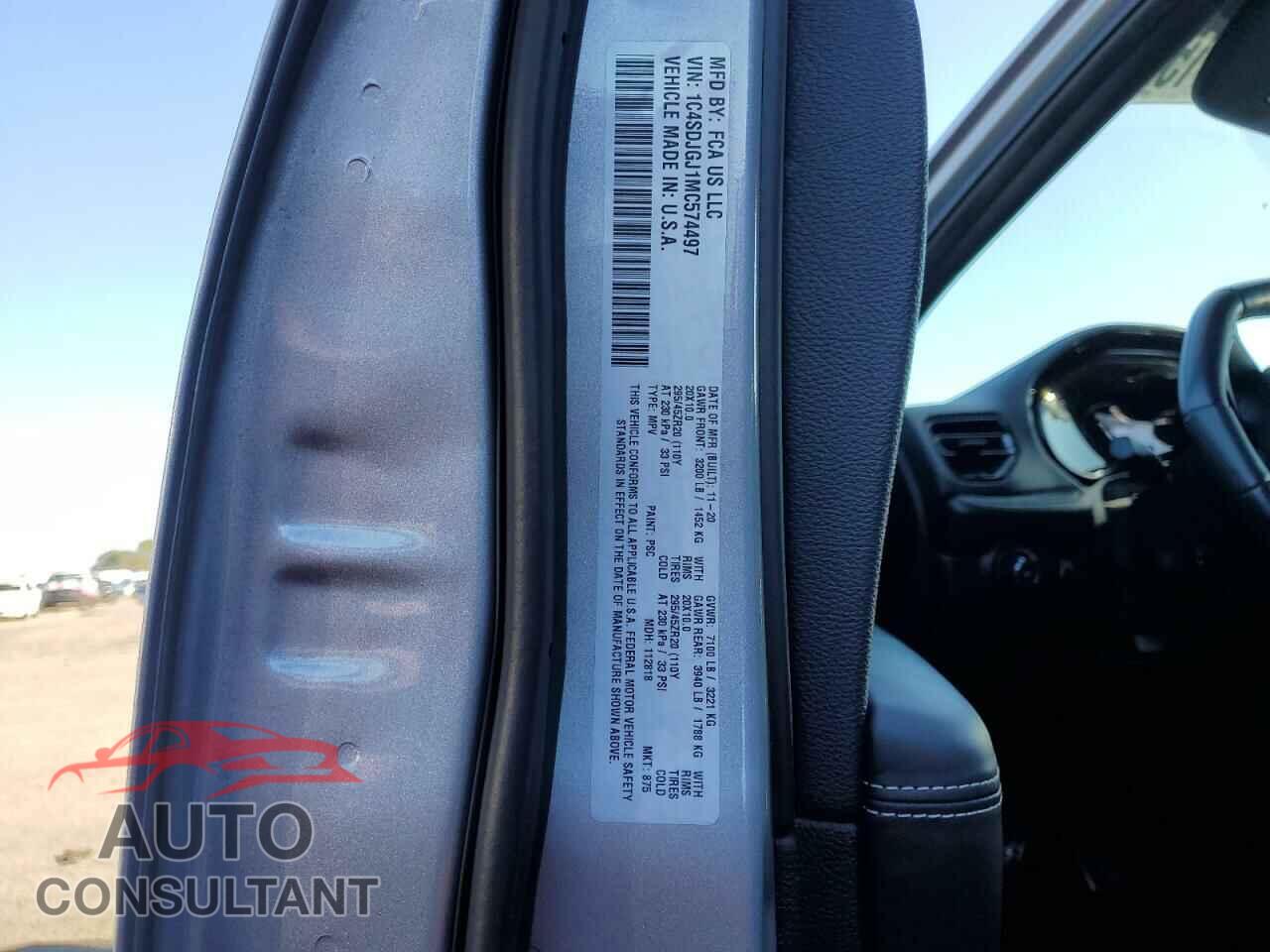 DODGE DURANGO 2021 - 1C4SDJGJ1MC574497