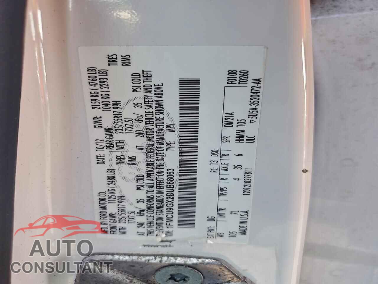 FORD ESCAPE 2013 - 1FMCU9GX2DUB68063