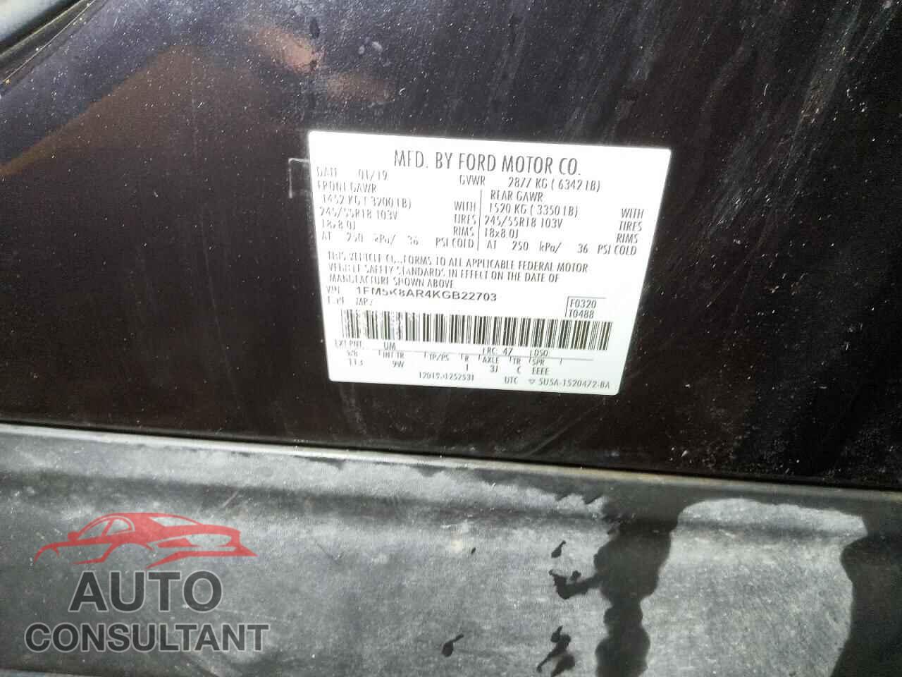 FORD EXPLORER 2019 - 1FM5K8AR4KGB22703
