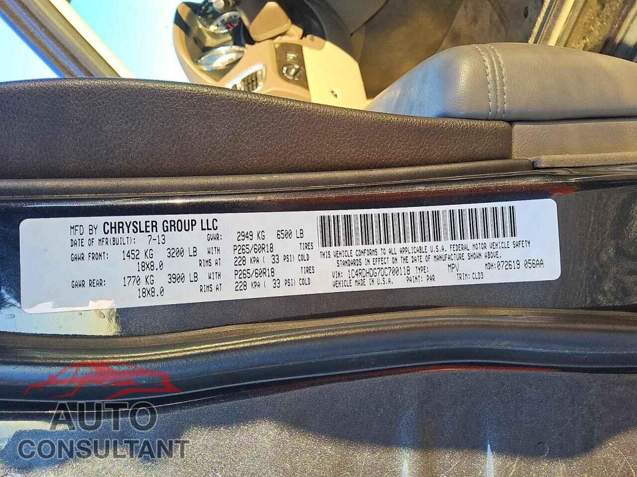 DODGE DURANGO 2013 - 1C4RDHDG7DC700118