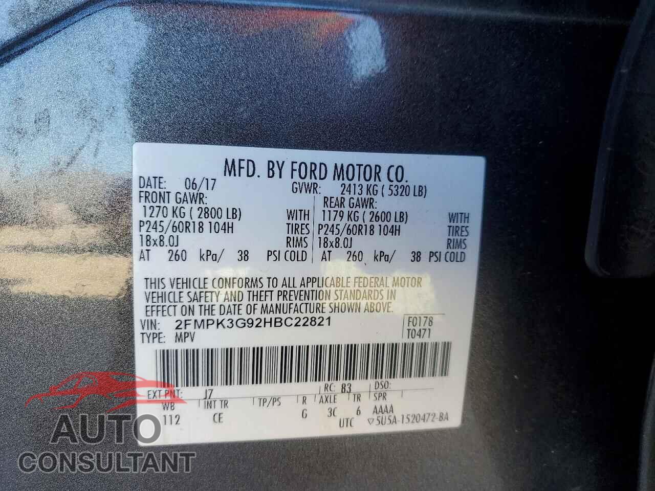 FORD EDGE 2017 - 2FMPK3G92HBC22821