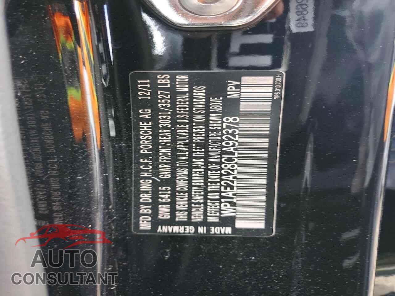 PORSCHE CAYENNE 2012 - WP1AE2A28CLA92378