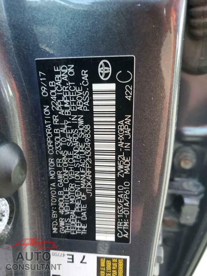 TOYOTA PRIUS 2017 - JTDKARFP2H3049838