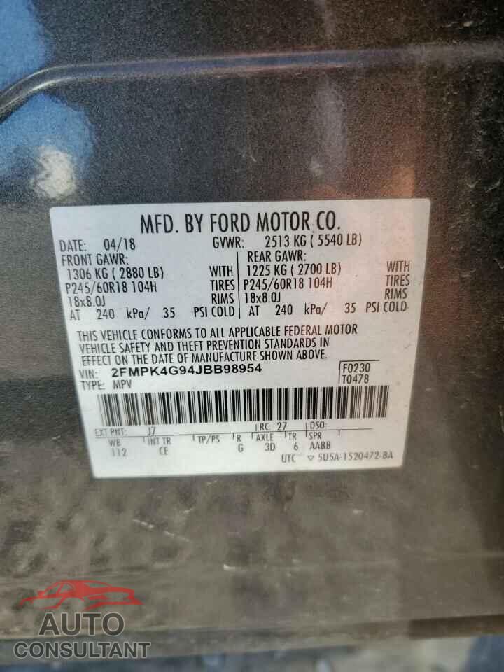 FORD EDGE 2018 - 2FMPK4G94JBB98954
