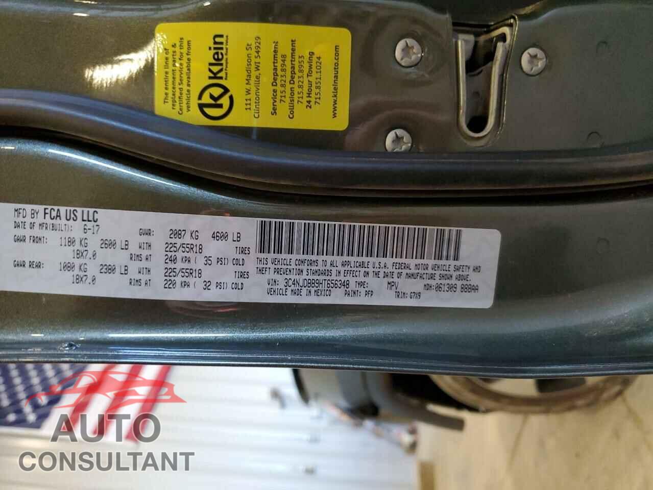 JEEP COMPASS 2017 - 3C4NJDBB9HT656348